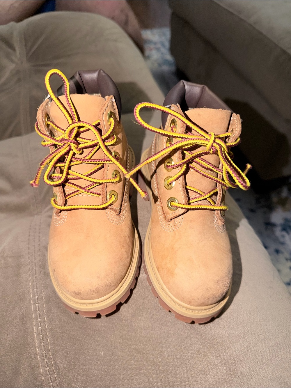Kids 7 Timberland Suede Lace-Up Hiking Boots